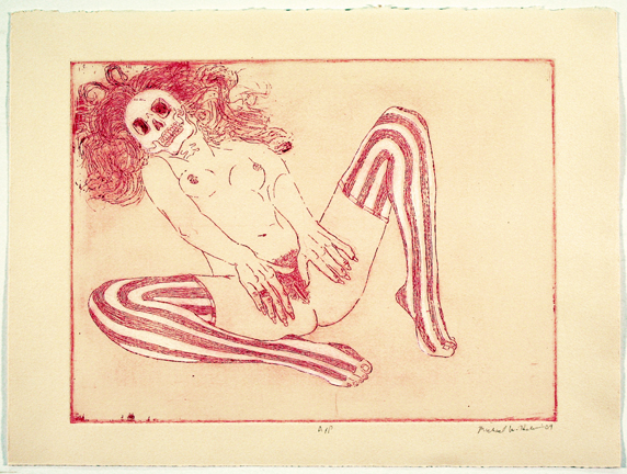 Death Lover etching and serigraph Michael Hecht